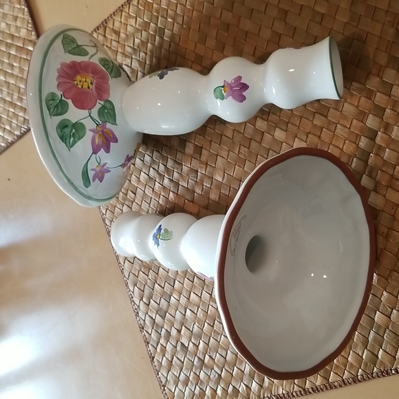 Village Pottery Herend Hungary Handpainted Candles Holders - Picture 3 of 8